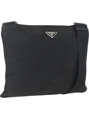 PRADA Shoulder Bag Nylon Black Silver
